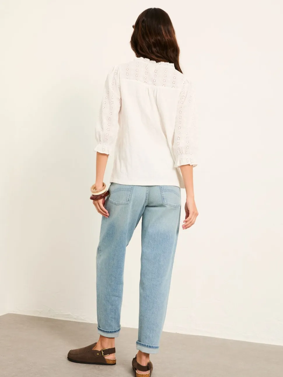 FatFace Claire Ivory Broderie Top