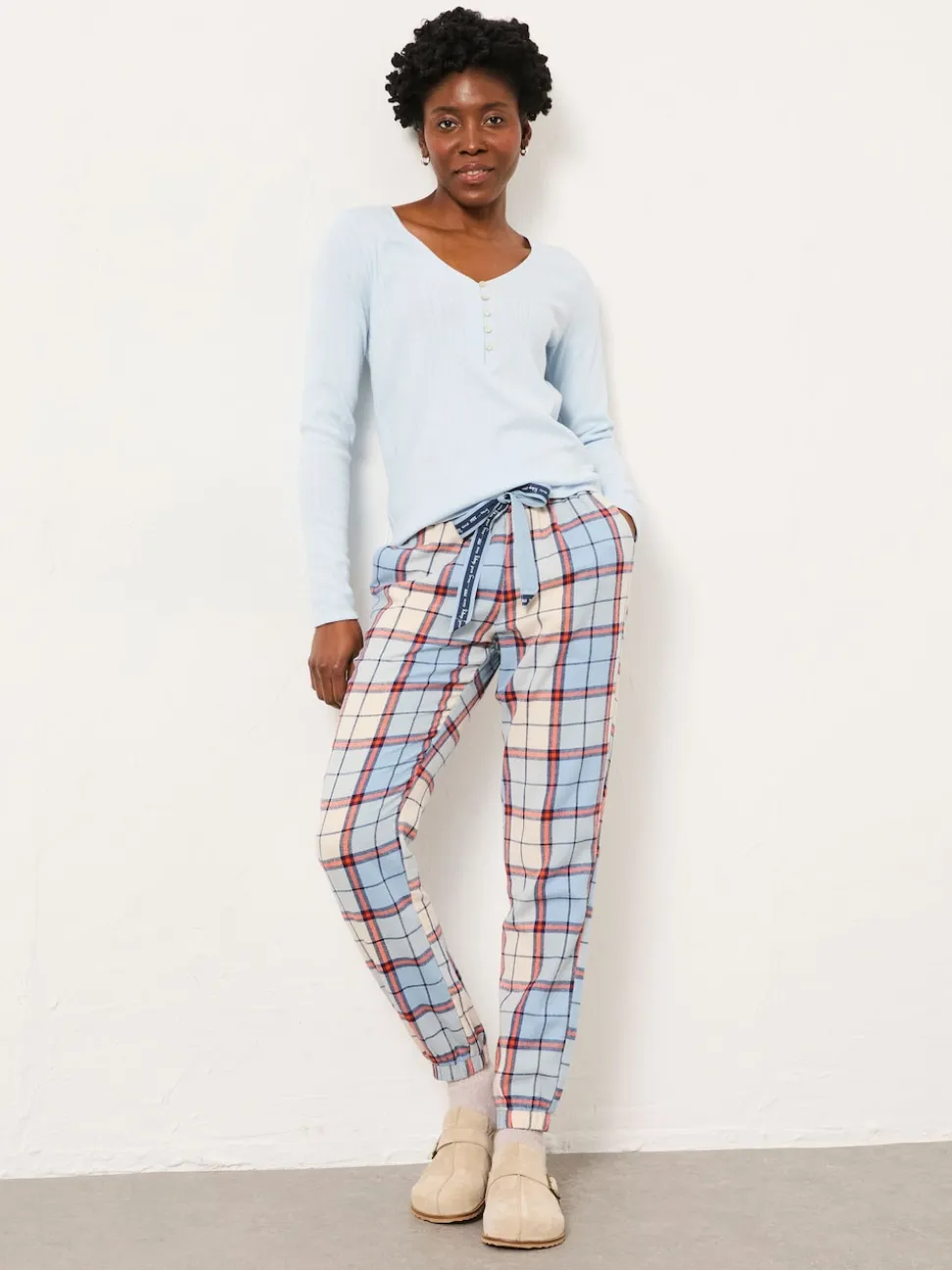 FatFace Cora Blue Check Pyjama Bottom