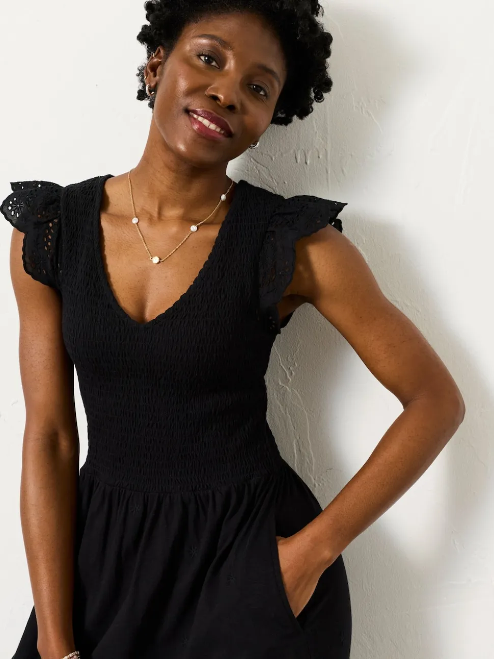 FatFace Demi Black Petite Jersey Midi Dress
