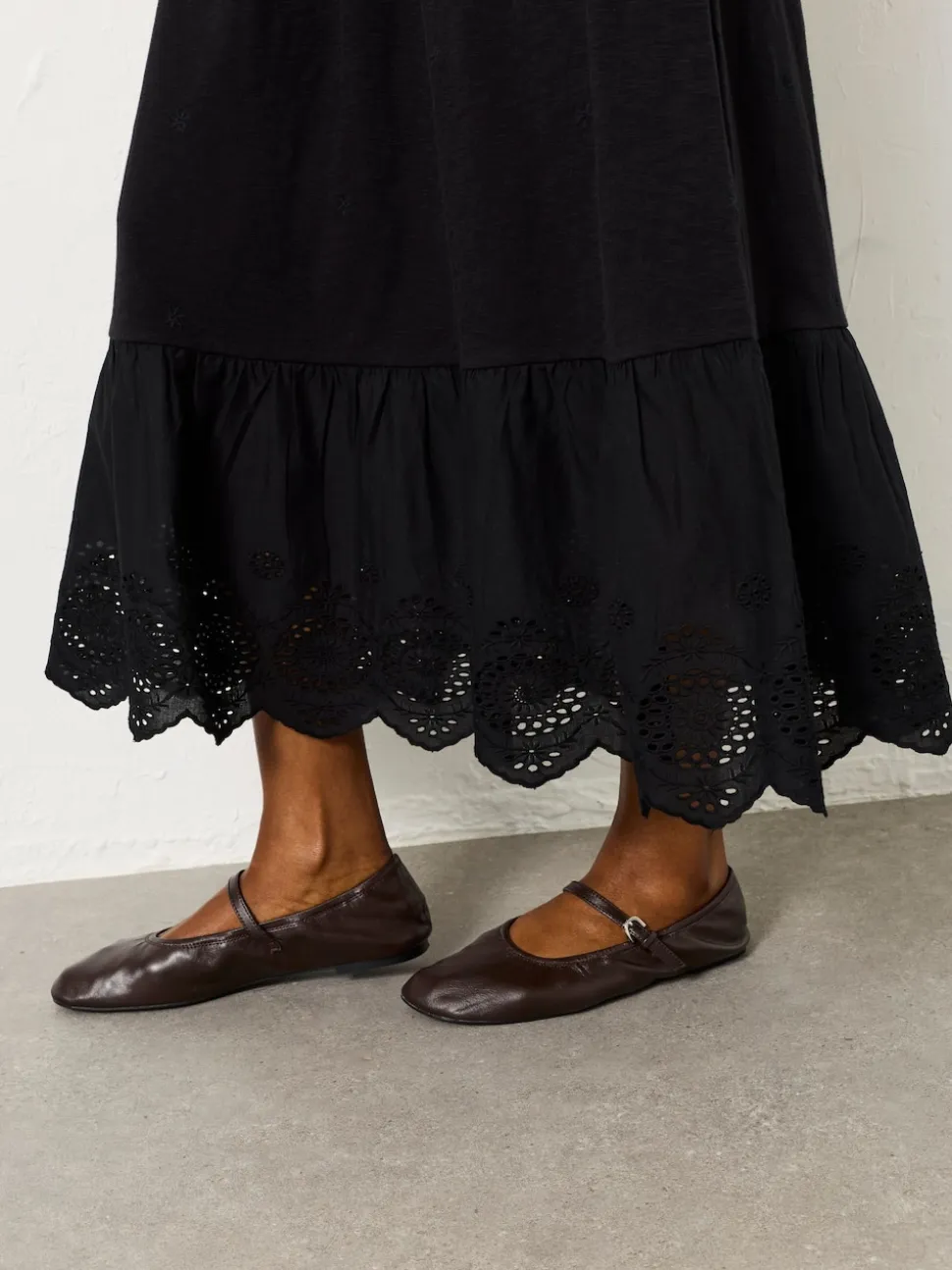 FatFace Demi Black Petite Jersey Midi Dress