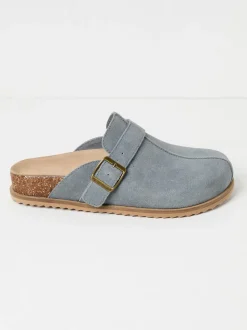 FatFace Elda Blue Suede Clogs