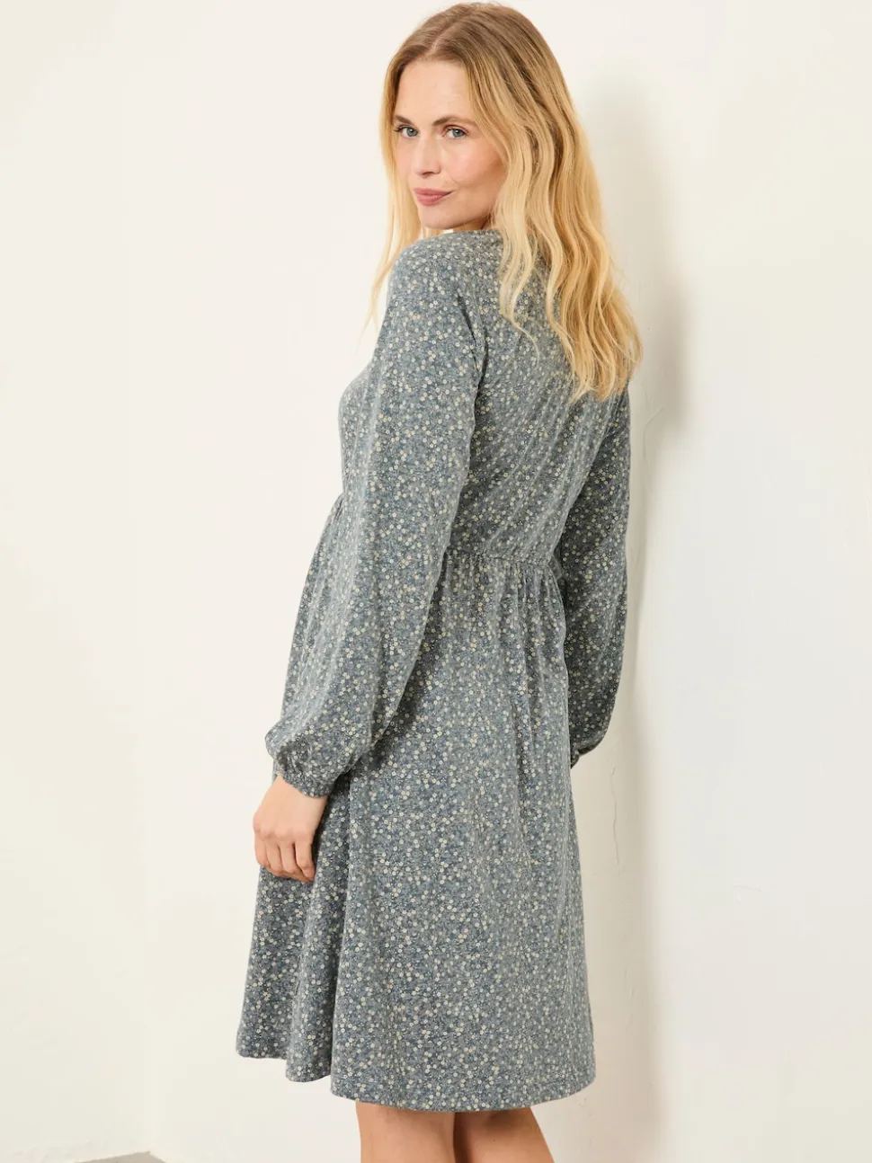 FatFace Em Blue Ditsy Jersey Dress