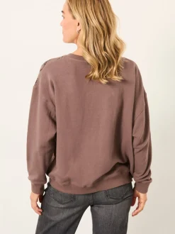 FatFace Emily Dusky Purple Embroidered Crew Sweatshirt
