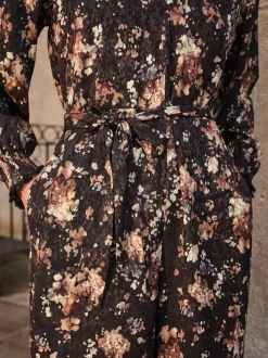 FatFace Fionn Black Floral Jumpsuit