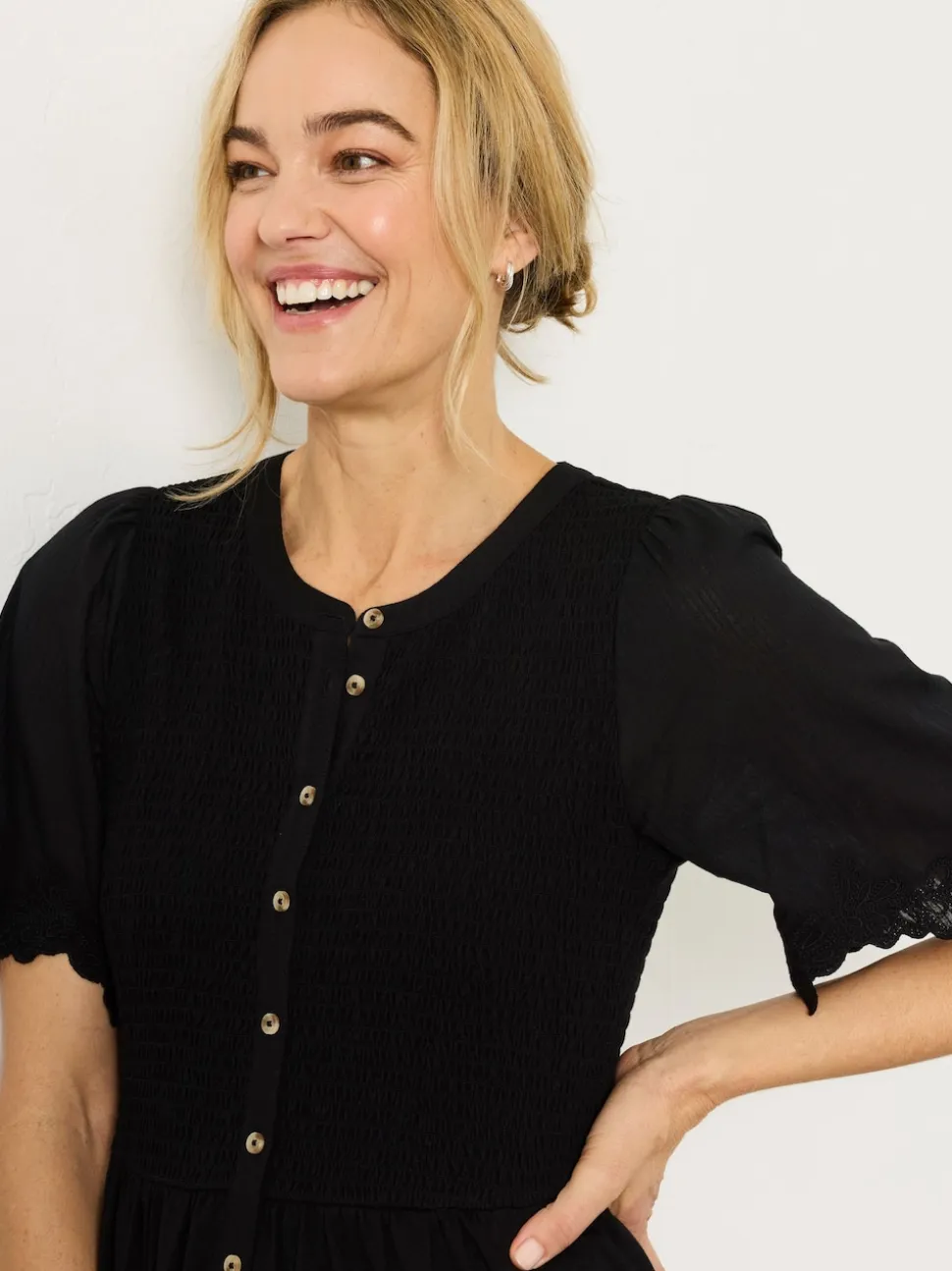 FatFace Fleur Black Jersey Midi Dress