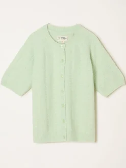 FatFace Georgina Mint Green Knitted Fluffy Cardigan