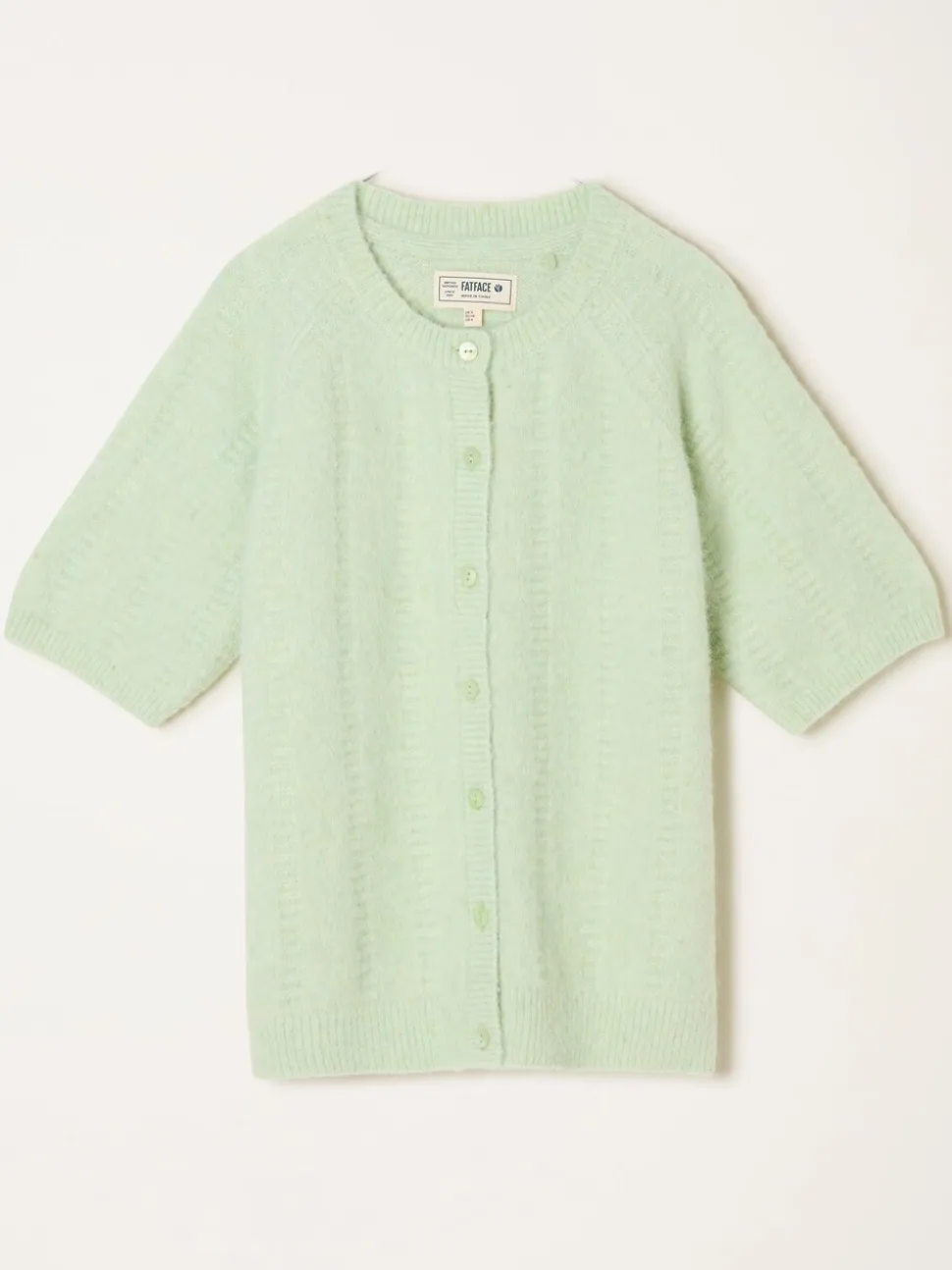FatFace Georgina Mint Green Knitted Fluffy Cardigan