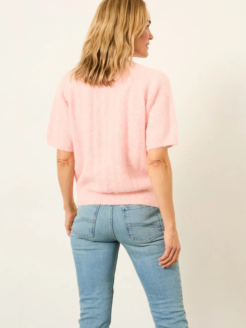 FatFace Georgina Pink Knitted Fluffy Cardigan