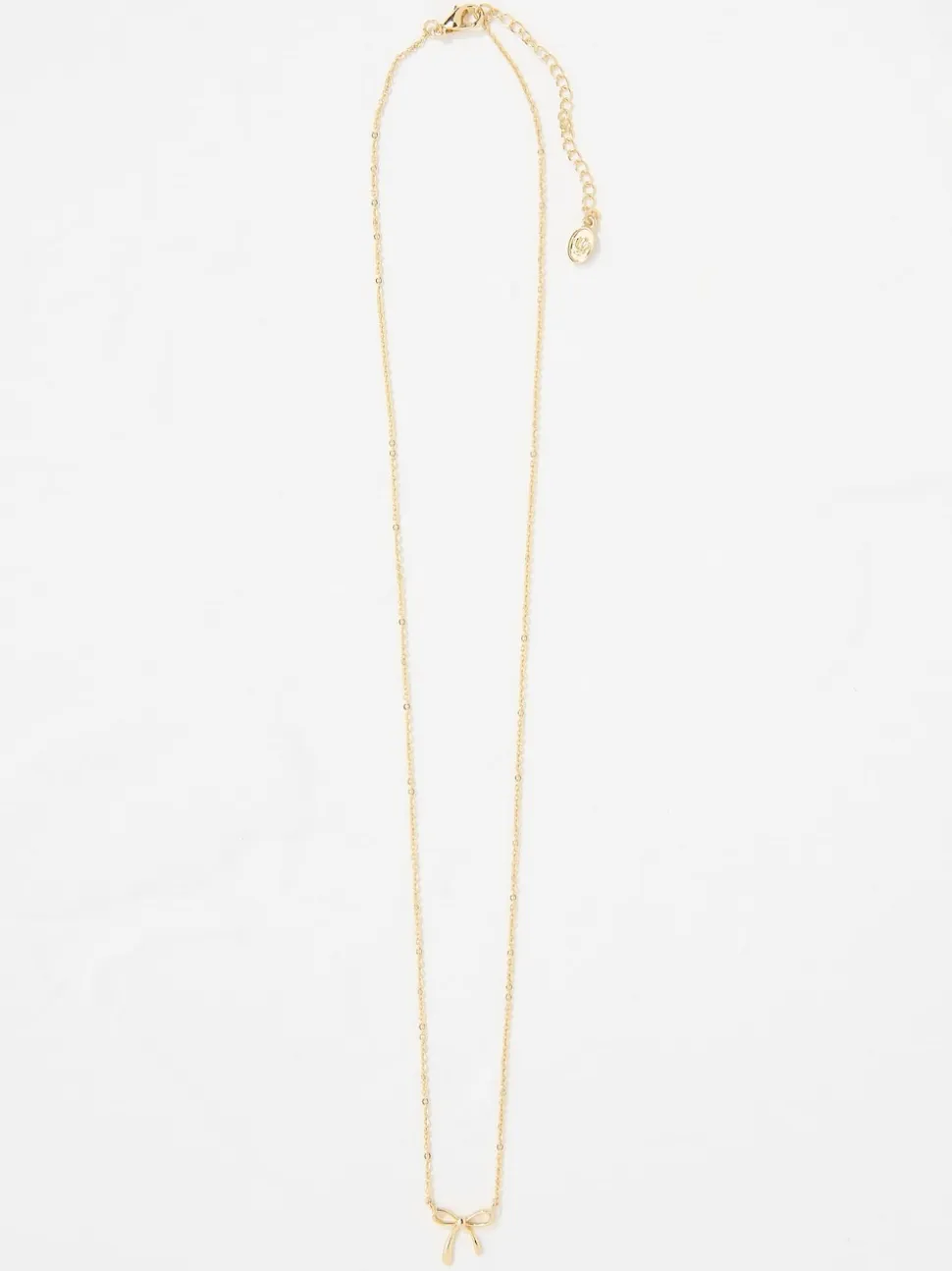 FatFace Gold Tone Bow Pendant Necklace