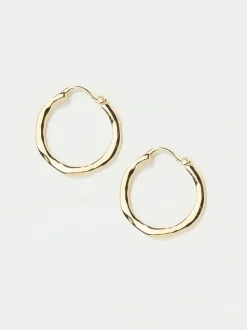 FatFace Gold Tone Hammered Hoop Earrings