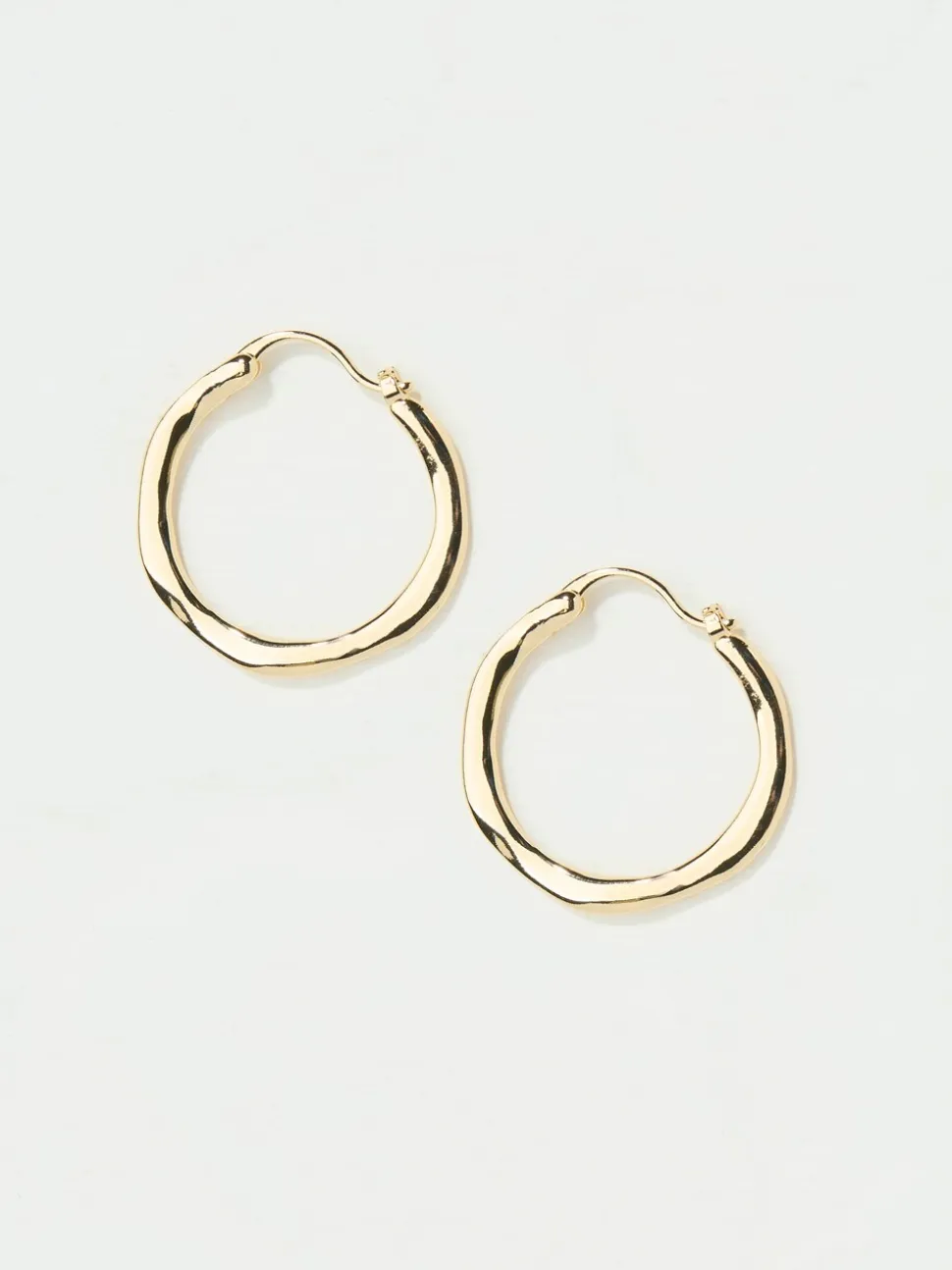 FatFace Gold Tone Hammered Hoop Earrings