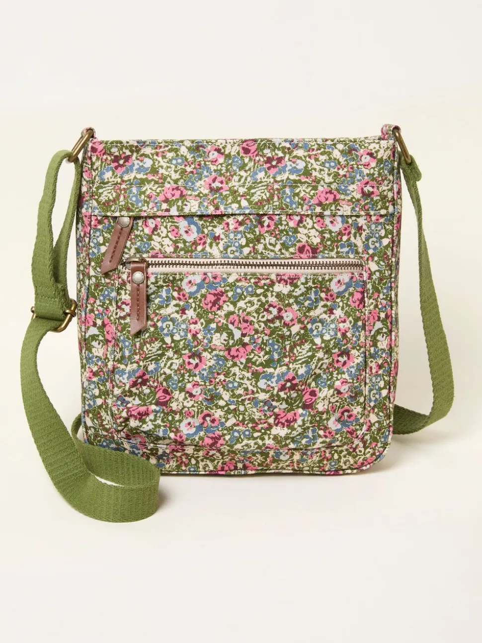 FatFace Green Ditsy Ditsy Floral Canvas Crossbody Bag