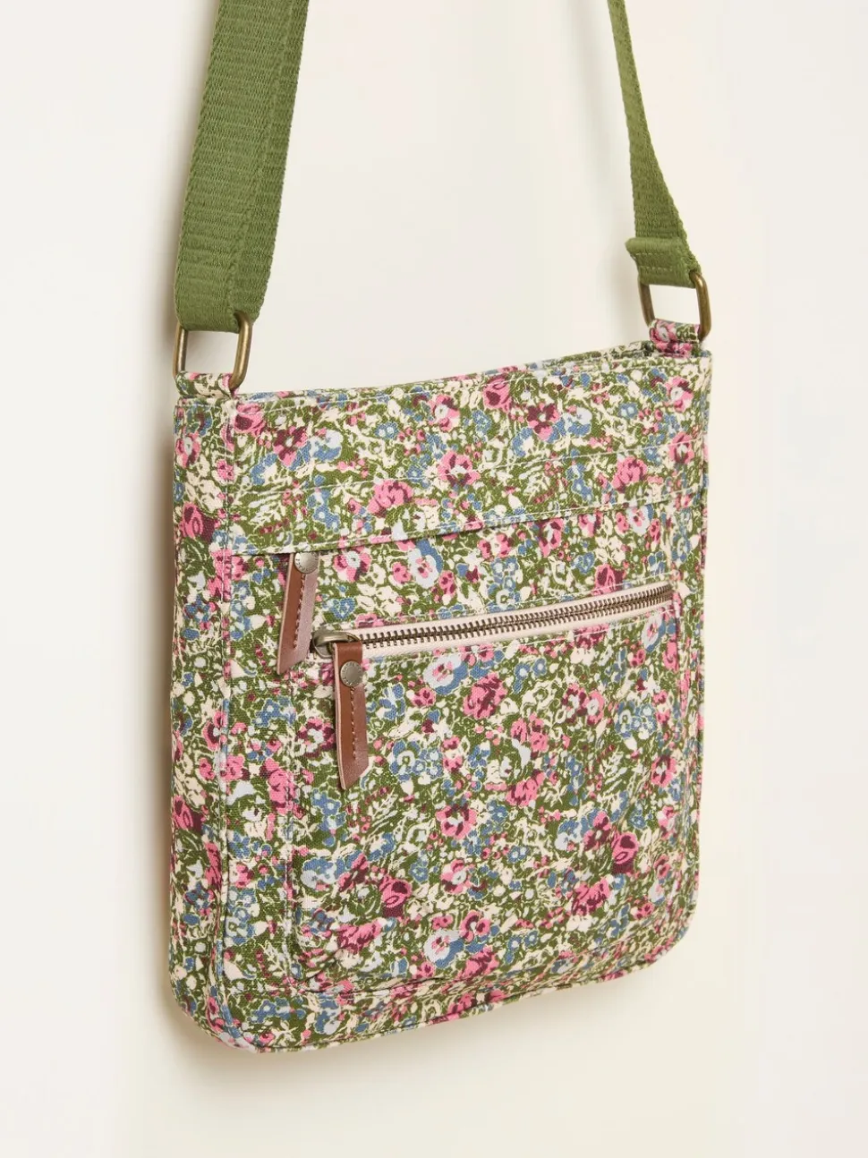 FatFace Green Ditsy Ditsy Floral Canvas Crossbody Bag