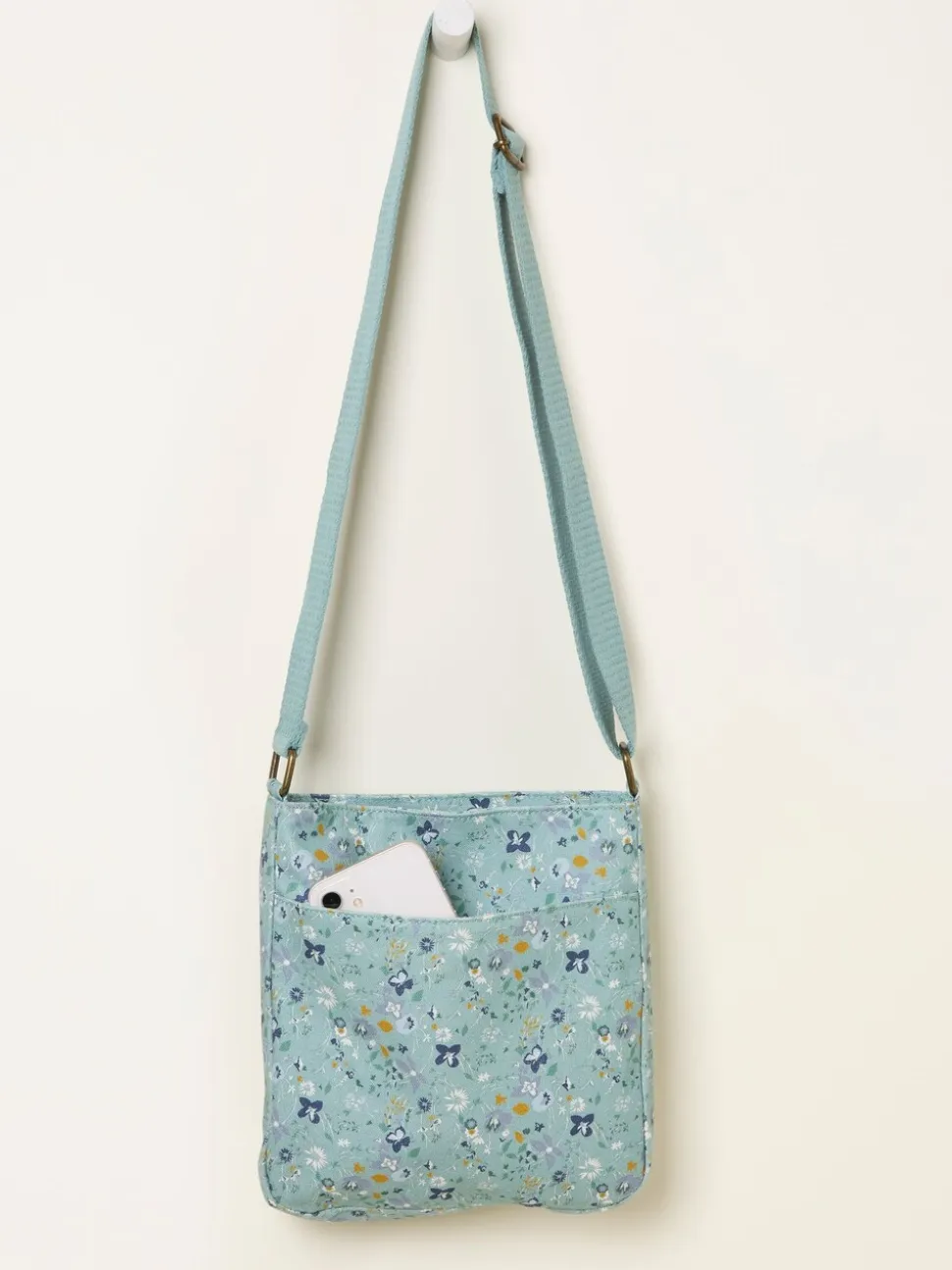 FatFace Green Haze Floral Canvas Crossbody Bag