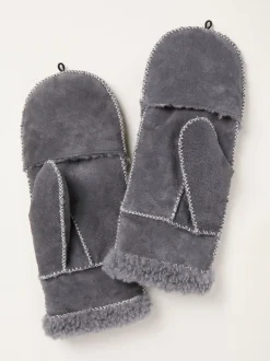 FatFace Grey Suede Overflap Gloves