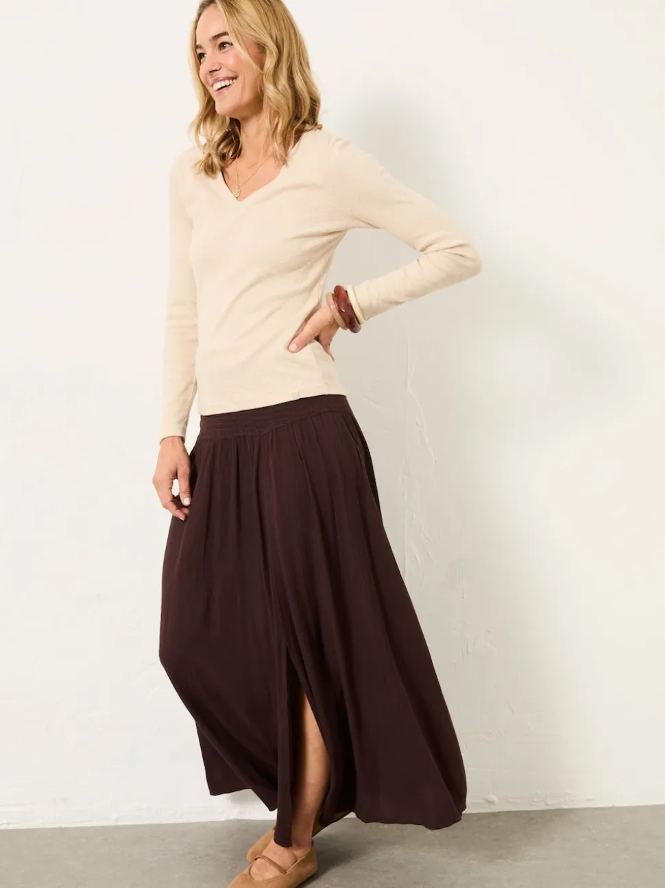 FatFace Harper Brown Maxi Skirt