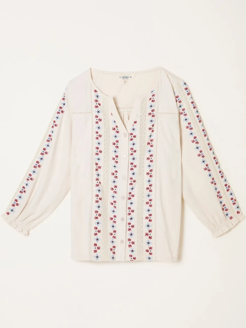 FatFace Harper Cream Embroidered Top