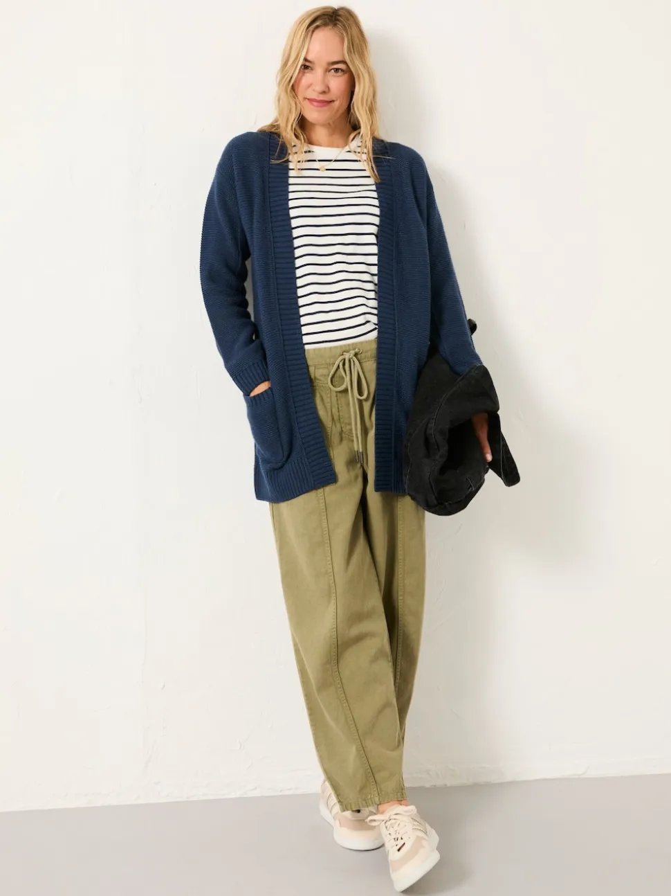 FatFace Harriet Navy Longline Knitted Cardigan