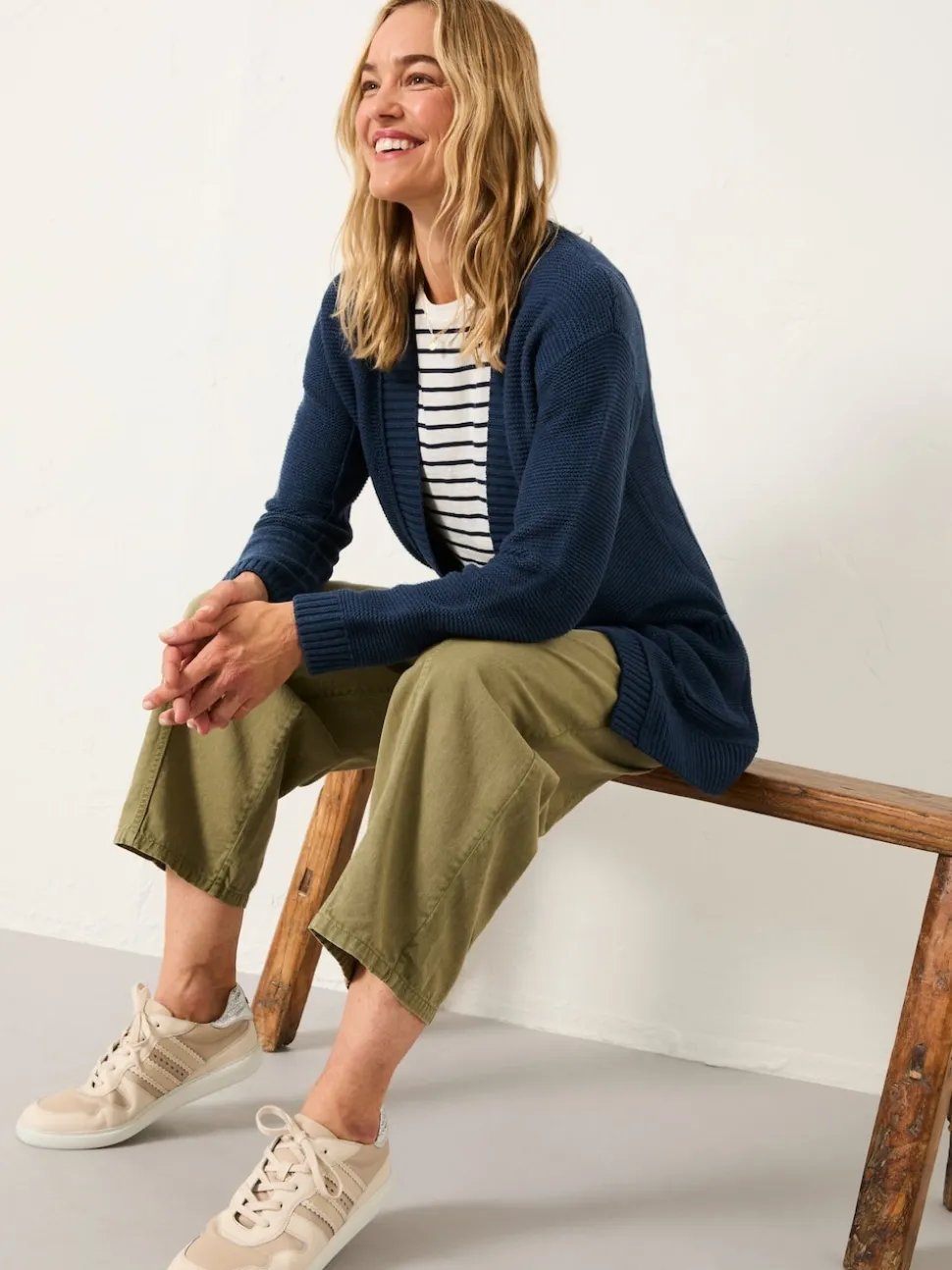 FatFace Harriet Navy Longline Knitted Cardigan