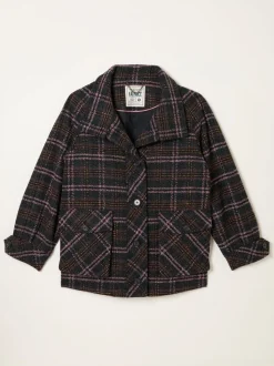 FatFace Heather Navy Check Coat