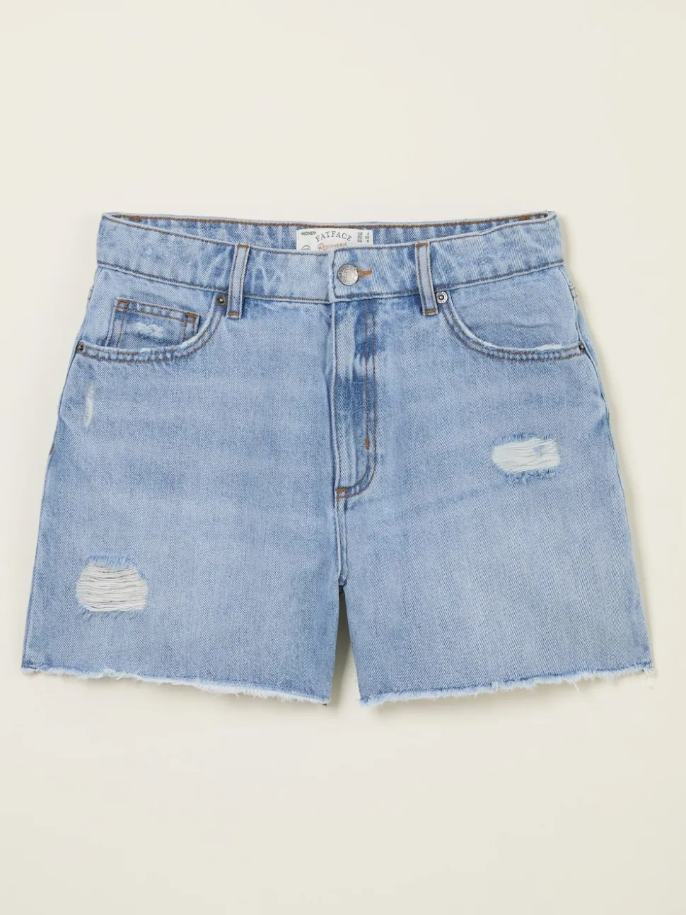 FatFace Holywell Light Blue Frayed Denim Shorts