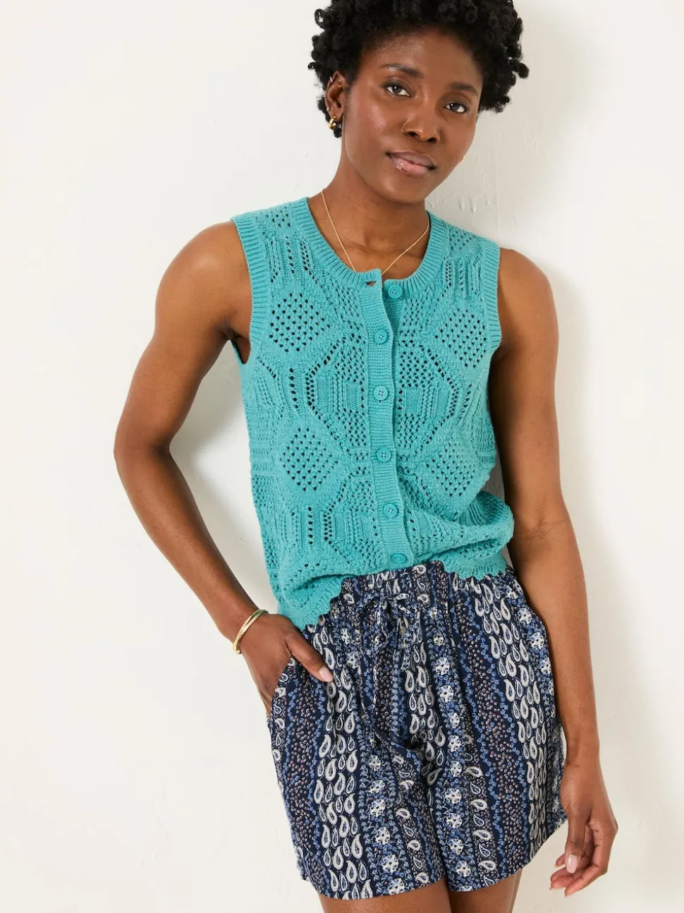 FatFace Indigo Blue Paisley Flippy Shorts