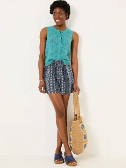 FatFace Indigo Blue Paisley Flippy Shorts