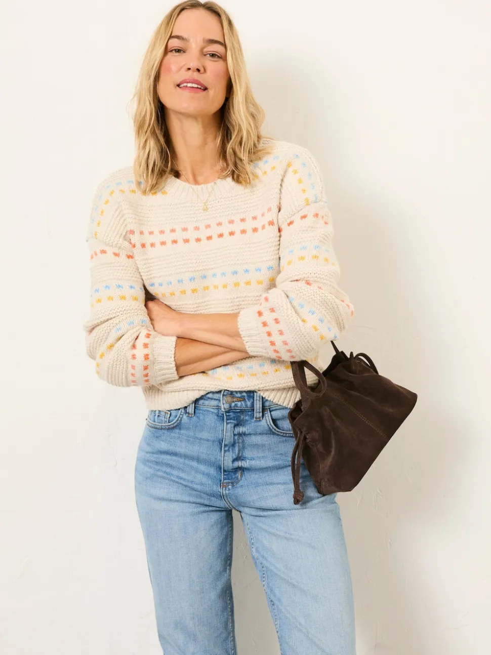 FatFace Isla Ivory Pattern Jumper