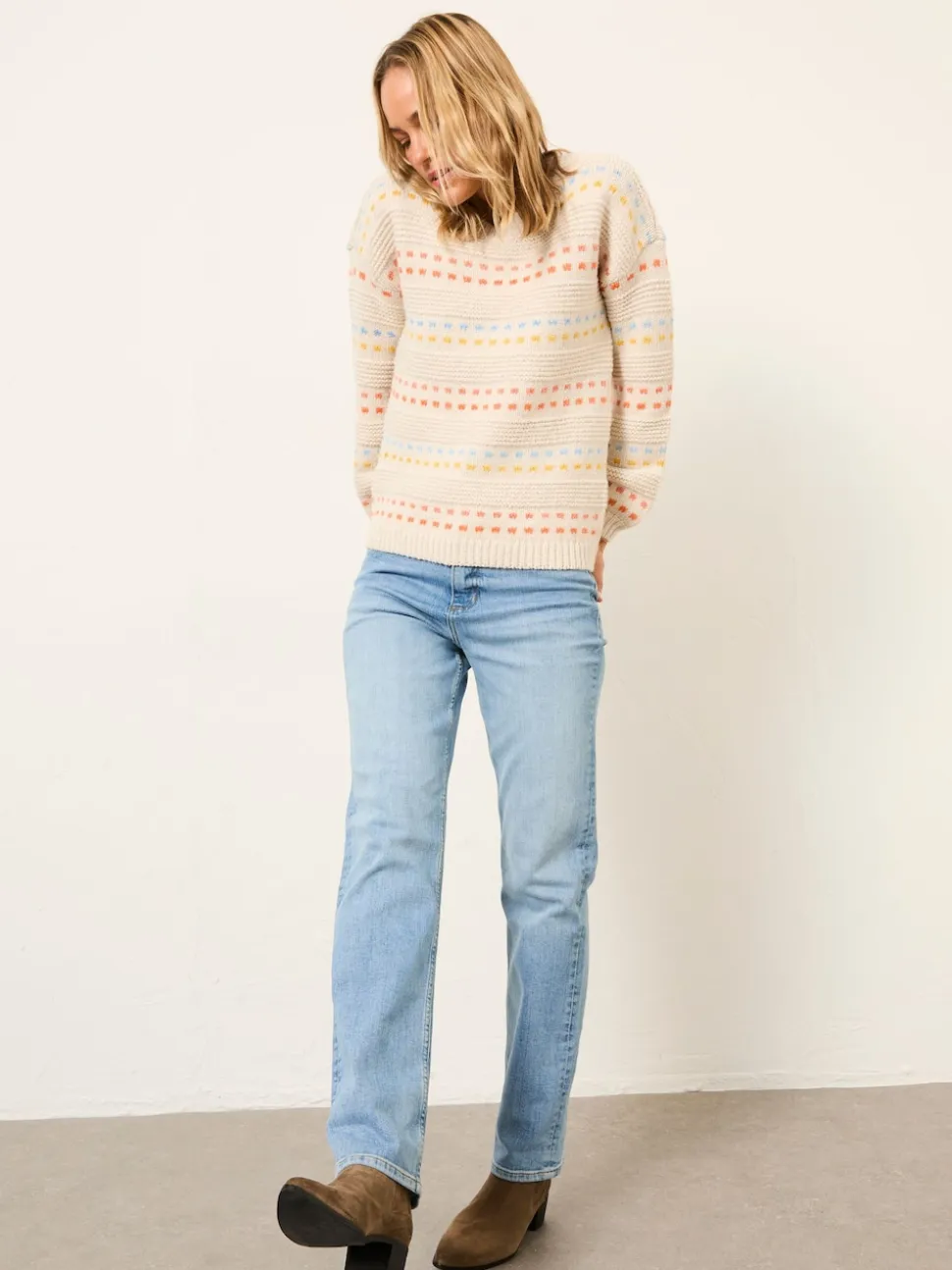 FatFace Isla Ivory Pattern Jumper