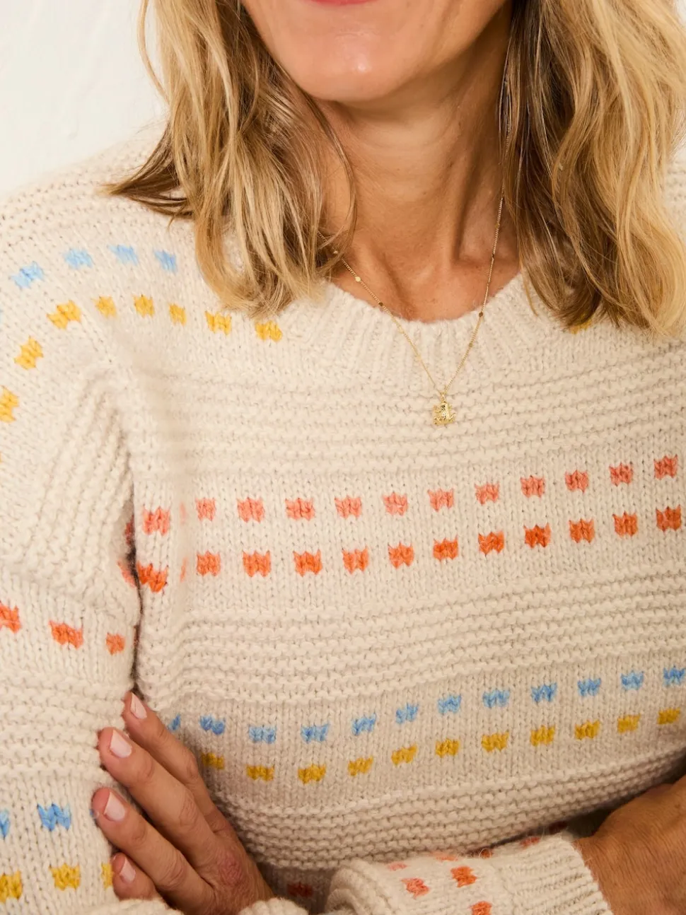 FatFace Isla Ivory Pattern Jumper