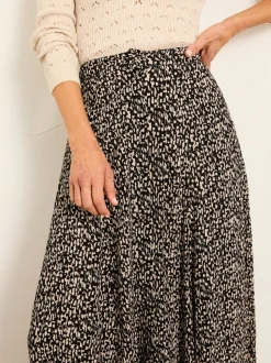 FatFace Issa Black Mono Texture Midi Skirt