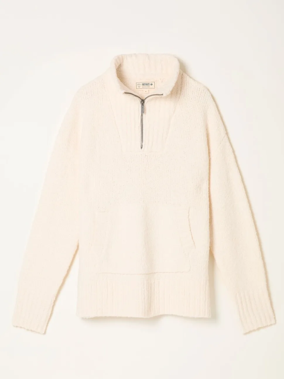 FatFace Ivory Knitted Lounge Half Neck Jumper