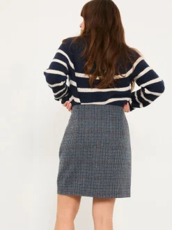 FatFace Jackie Charcoal Grey Tweed Wool Skirt