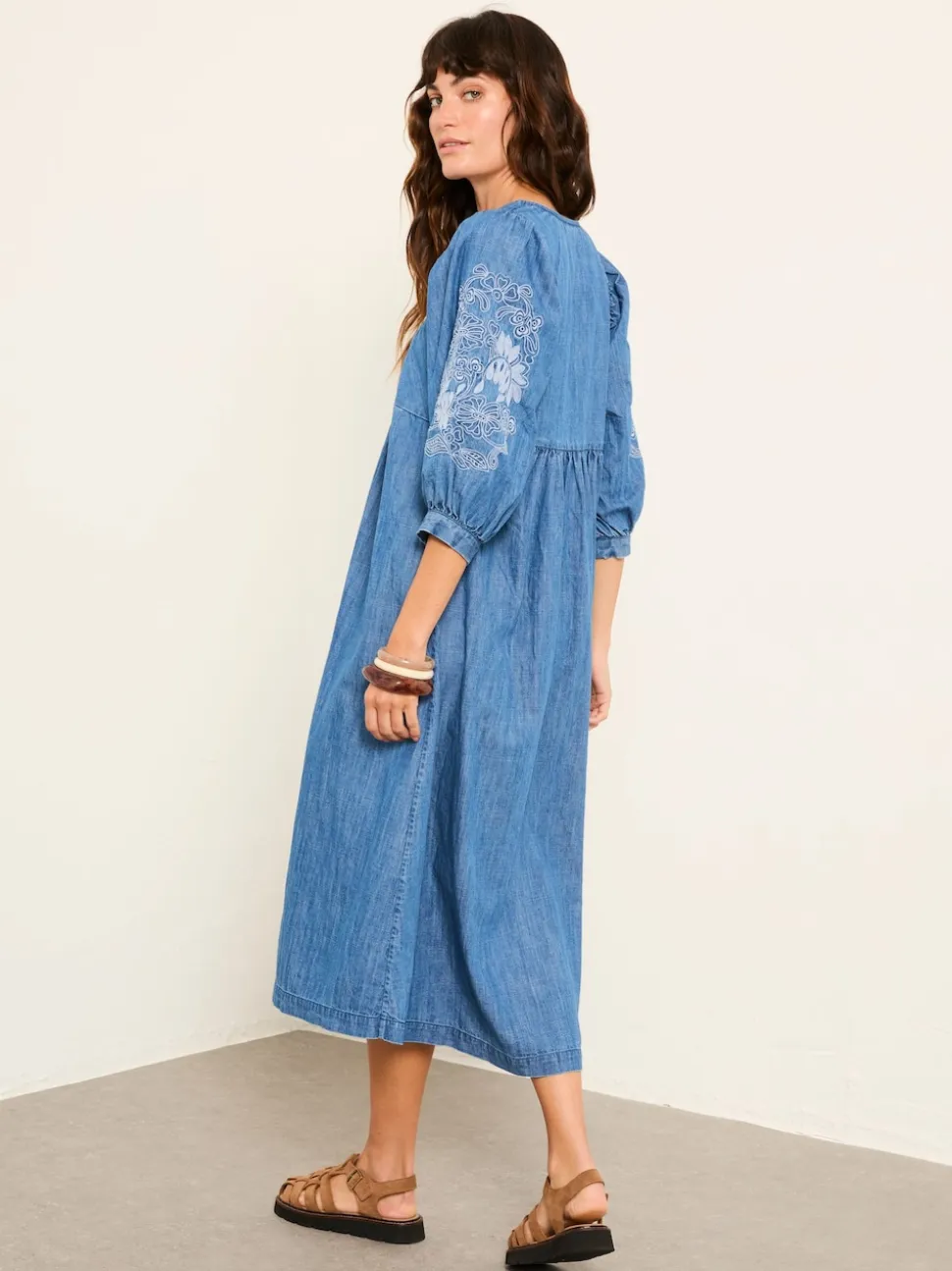 FatFace Jess Indigo Blue Denim Midi Dress