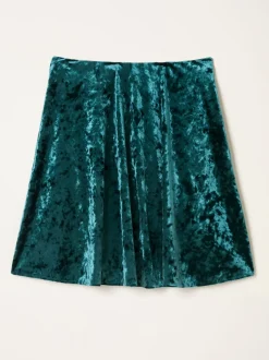 FatFace Jess Teal Blue Velvet Skirt