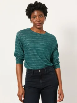 FatFace Jodie Teal Blue Long Sleeve Sparkle Top