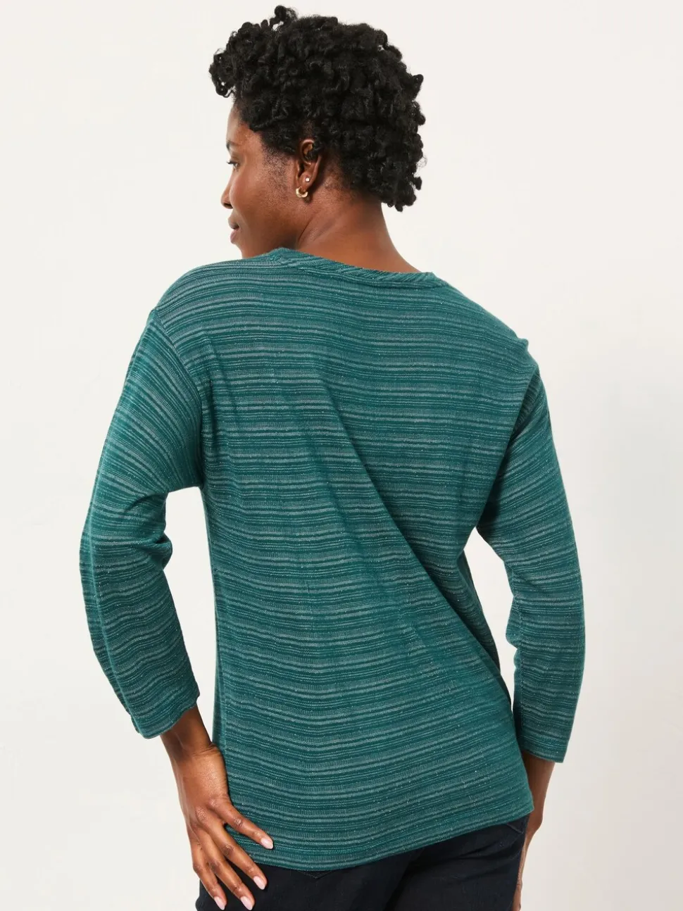 FatFace Jodie Teal Blue Long Sleeve Sparkle Top