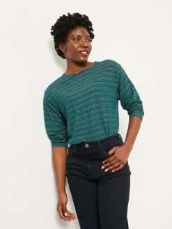 FatFace Jodie Teal Blue Long Sleeve Sparkle Top