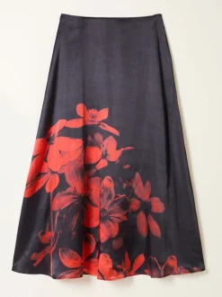 FatFace Joelle Black Floral Midi Skirt