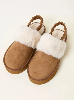 FatFace Josie Tan Brown Back Strap Mule