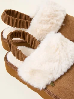 FatFace Josie Tan Brown Back Strap Mule
