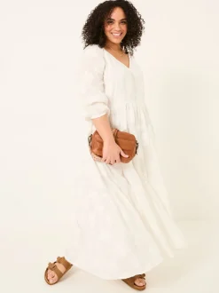 FatFace Kelly White Jacquard Maxi Dress