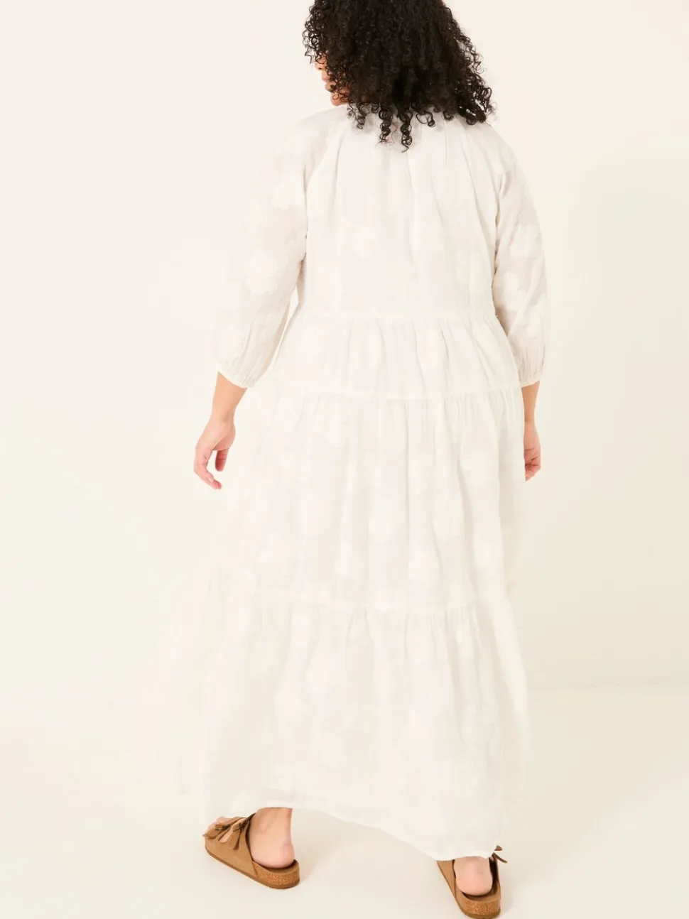 FatFace Kelly White Jacquard Maxi Dress