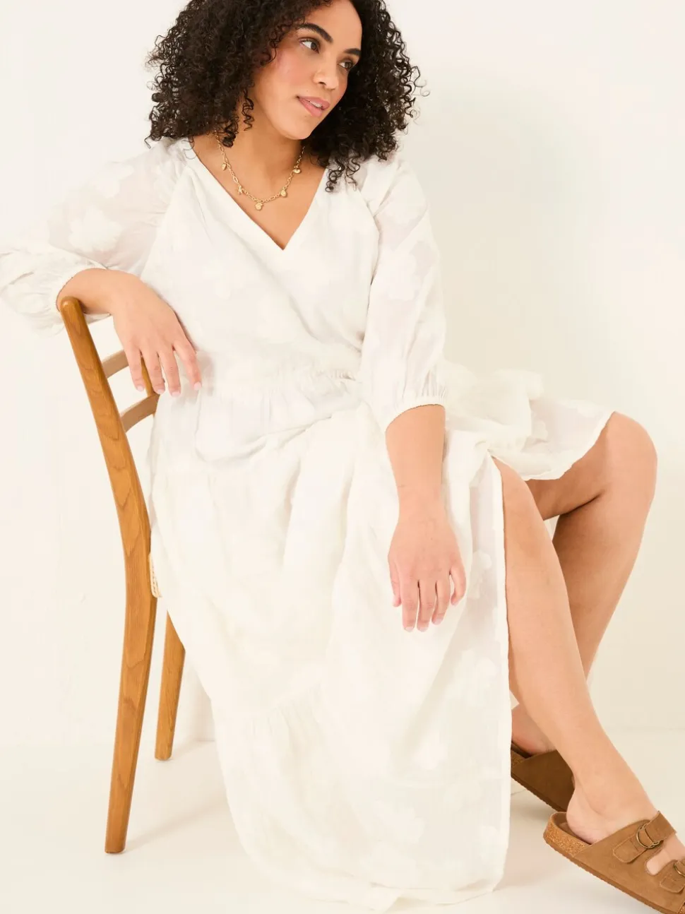 FatFace Kelly White Jacquard Maxi Dress