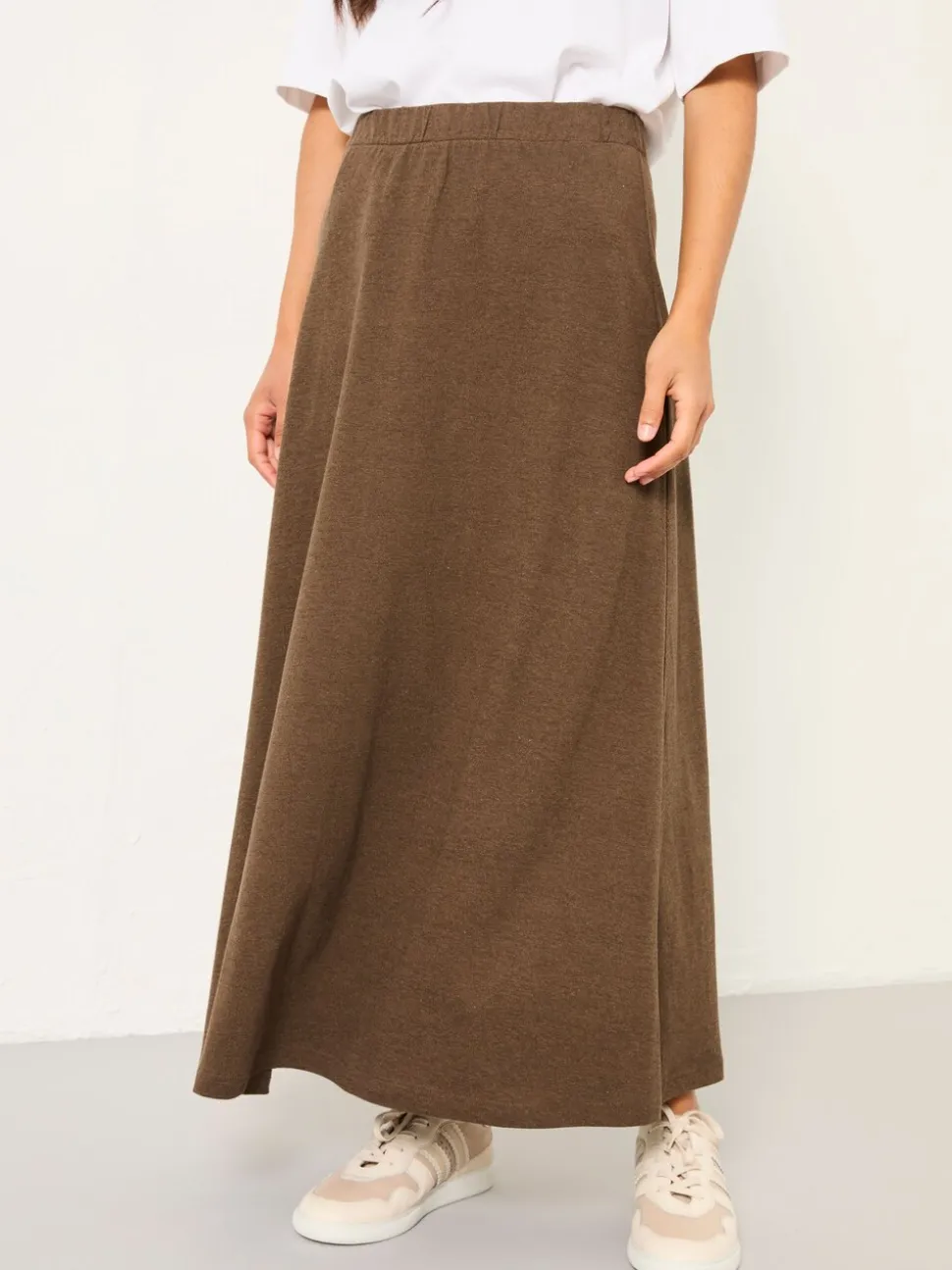 FatFace Kitty Chocolate Brown Jersey Midi Skirt