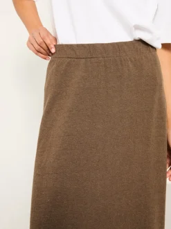 FatFace Kitty Chocolate Brown Jersey Midi Skirt