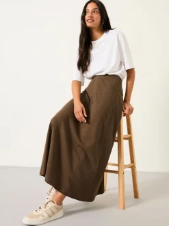 FatFace Kitty Chocolate Brown Jersey Midi Skirt
