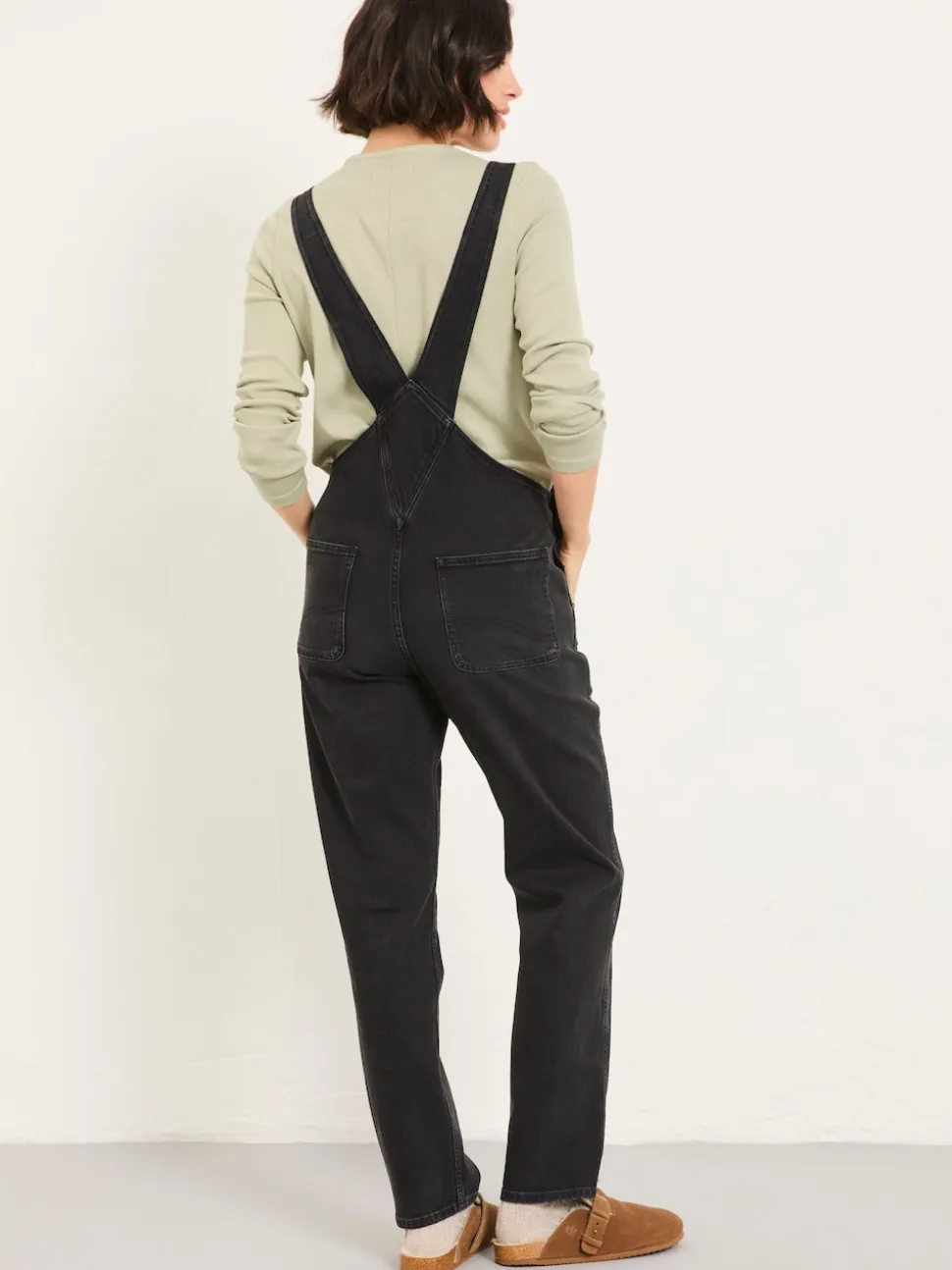 FatFace Lewes Washed Black Dungarees