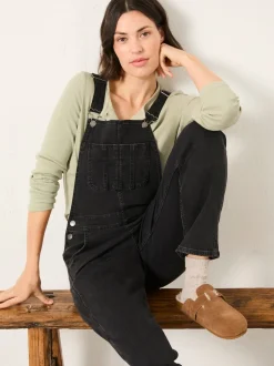 FatFace Lewes Washed Black Dungarees