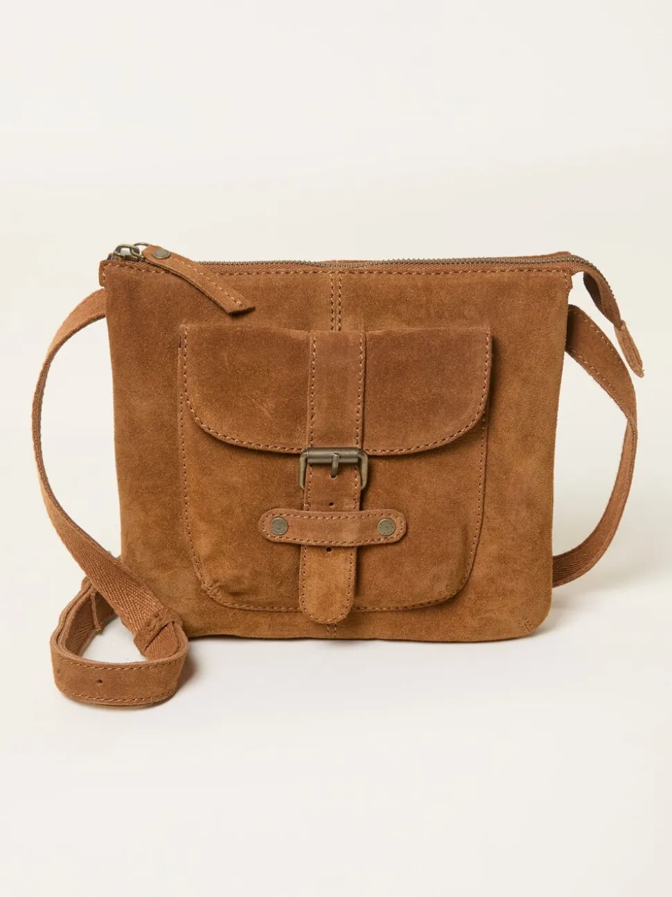 FatFace Libby Tan Brown Suede Crossbody Bag